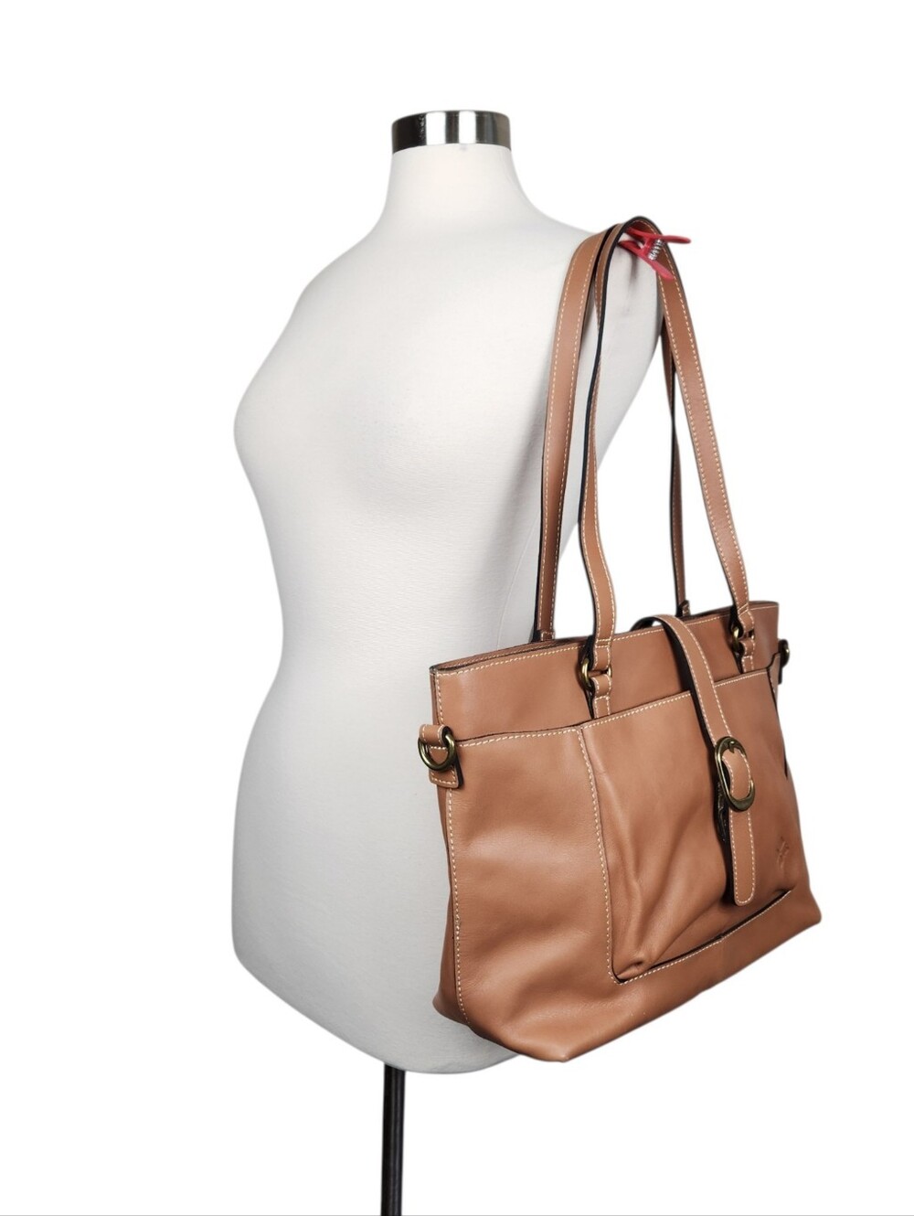 Patricia Nash Alanya Hazelnut Leather Shoulder Bag Purse Tote Antique Brass